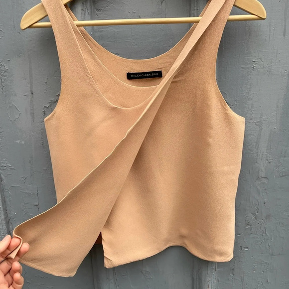 Balenciaga Silk Taupe Wrap Blouse, size 38 - Picture 2 of 10